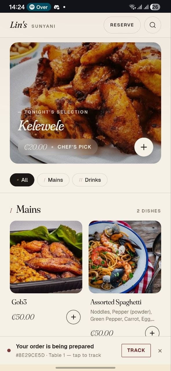 District style menu on mobile